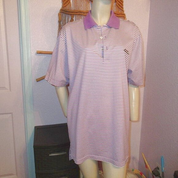 Vtg Peter Millar Polo Shirt Size L Drum Stripe Performance Stretch Mountains - Picture 1 of 11